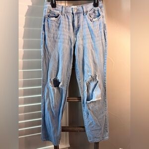 True Craft High-rise Straight Light Blue Denim Jeans Size 8 Distressed